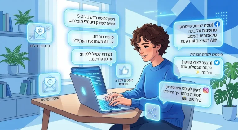 בינה מלאכותית ליצירת תוכן — המדריך המלא לכתיבה עם AI