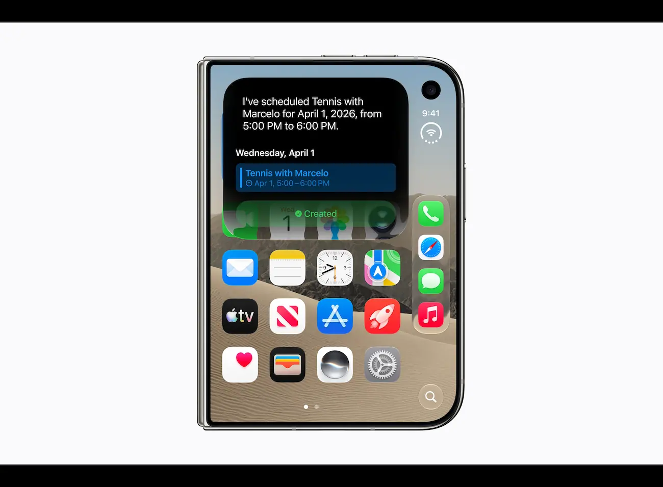 Siri AI על iPhone Duo — ממשק הבינה המלאכותית על המסך הפנימי