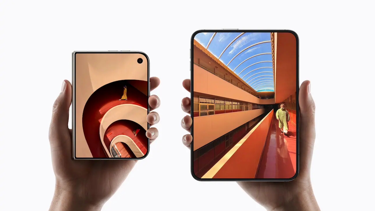 גודל המסכים של iPhone Duo — 5.4 אינץ׳ חיצוני ו-7.6 אינץ׳ פנימי